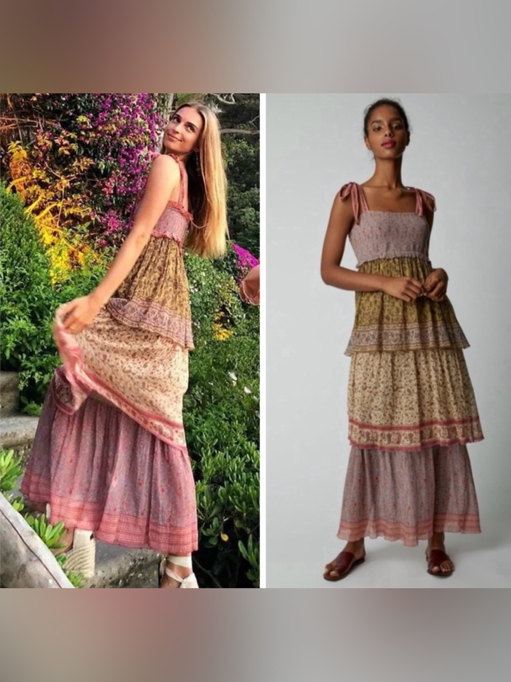 Zimmermann Juniper Tiered Floral Crinkled Silk Blend Midi Dress size 0 | US 4